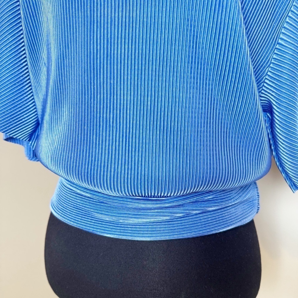 Ellison Blue Wrap Fitted 3/4 Sleeve Blouse - Picture 7 of 11